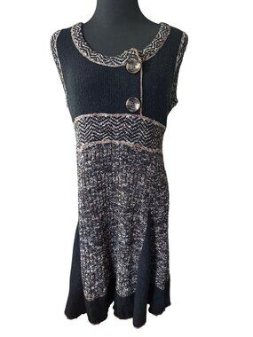 Curio black brown and tan knit sweater dress size M
